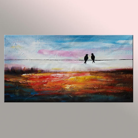 Contemporary Abstract Artwork, Wall Art, Modern Art, Love Birds Painting, Painting for Sale, Abstract Art Painting-artworkcanvas
