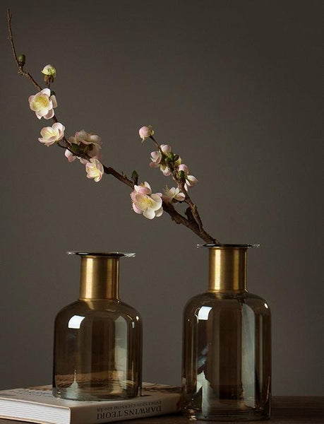White and Pink Plum Artificial Flowers, Artificial Botany Plants, Silk Flower Arrangement, Plum Flower, Simple Flower Arrangement for Home Decoration-artworkcanvas