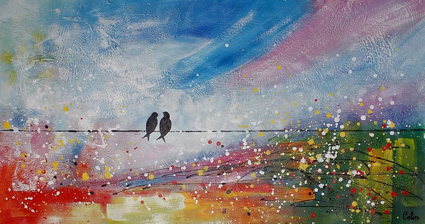 Original Artwork, Abstract Painting Love, Love Birds Painting, Canvas Painting-artworkcanvas