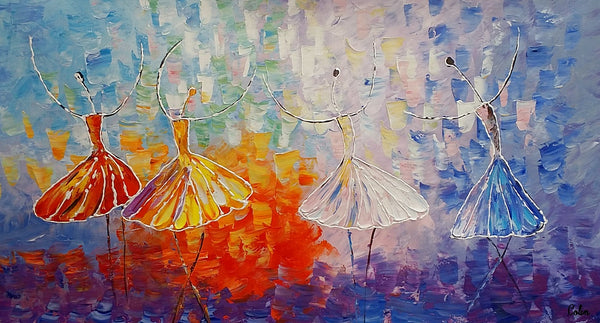 Dancing Painting, Acrylic Painting, Ballet Dancer Painting, Bedroom Canvas Art-artworkcanvas
