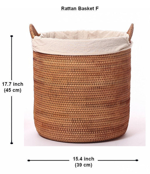 Storage Baskets for Bathroom, Rectangular Storage Baskets, Large Brown Rattan Storage Baskets, Storage Basket with Lid, Storage Baskets for Clothes-artworkcanvas