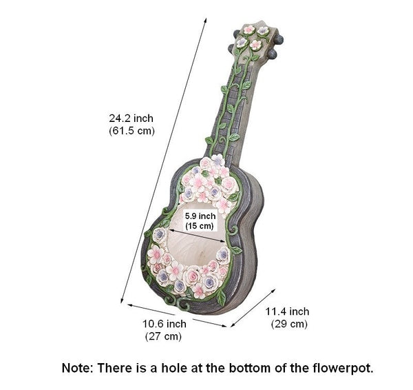 Unique Guitar Flowerpot for Garden Ornaments, Modern Garden Flower Pot, Beautiful Guitar Flowerpot, Villa Outdoor Decor Gardening Ideas-artworkcanvas
