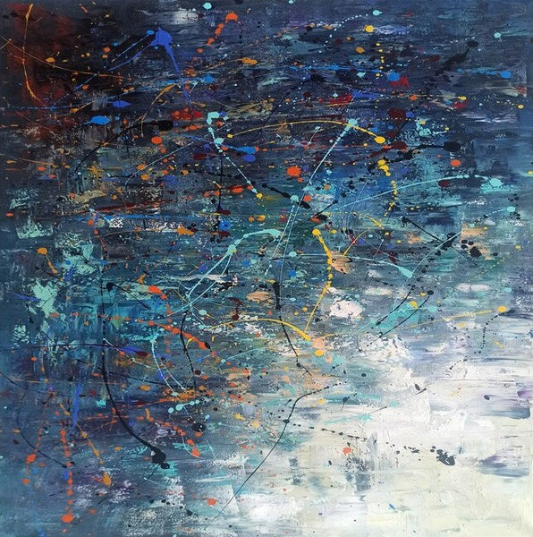 Modern Abstract Wall Art, Large Painting for Sale, Easy Painting Ideas for Living Room, Blue Acrylic Painting on Canvas, Huge Canvas Paintings-artworkcanvas
