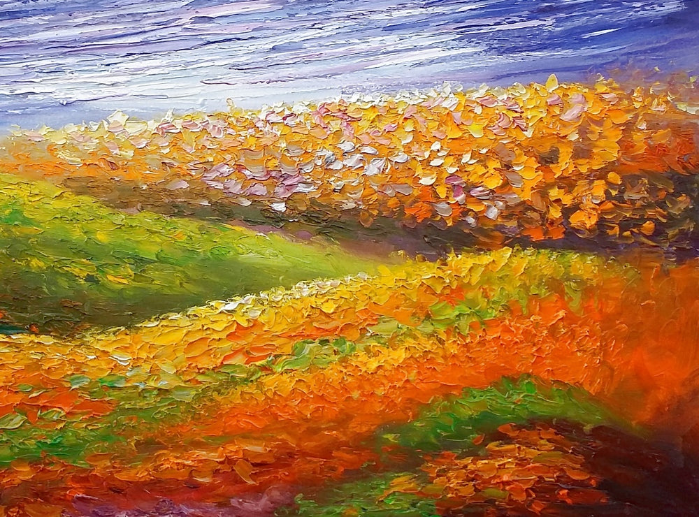 Oil Painting, Flower Field Painting, Abstract Painting