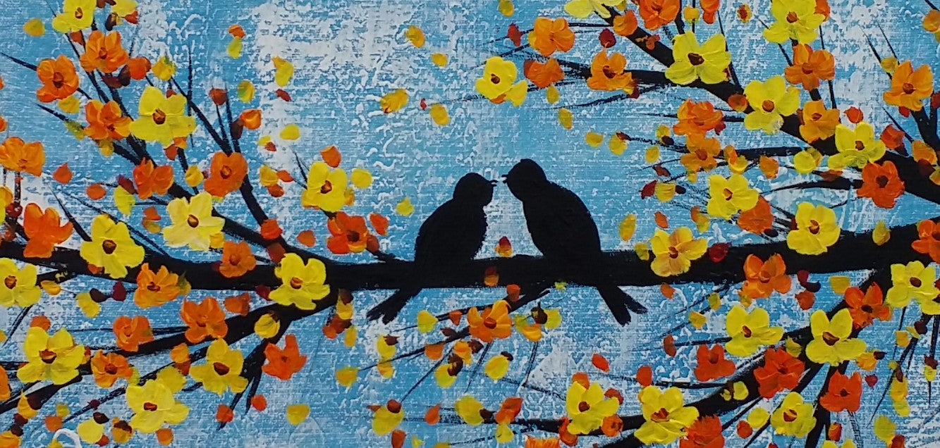 Abstract Art Love, Love Birds Painting, Bedroom Wall Art, Abstract