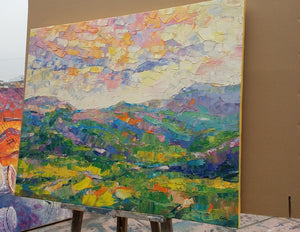 Buyer's Review on the Abstract Mountain Landscape Painting Received, Hand Painted Canvas Paintings, Original Abstract Art, Palette Knife Paintings, Heavy Texture Paintings, Impasto Artwork, Original Landscape Paintings