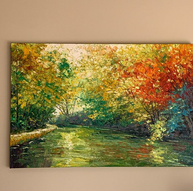 Buyer's Reviews on the Autumn Forest Tree and Lake Painting, Landscape Painting, Large Canvas Painting, Orignal Painting