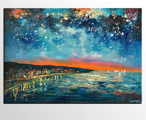 Night Sky Paintings, Starry Night Painting, Original Oil Paintings, Oil Painting Landscape