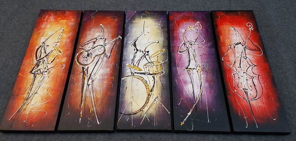 Painting Samples of 5 Piece Canvas Art, Musician Painting, Music Painting, Extra Large Canvas Art, Large Paintings for Living Room, Modern Abstract Painting on Canvas