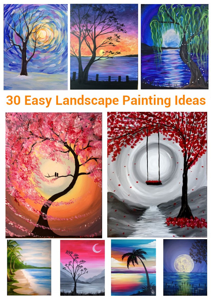 30 Easy Painting Ideas for Beginners, Easy Landscape Paintings, Simple Canvas Painting Ideas for Kids, Easy DIY Paintings, Easy Acrylic Paintings Ideas