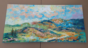 Abstract Mountain Landscape Painting I Recent Painted 24x48 inch, Heavy Texture Canvas Art, Impasto Wall Art Paintings, Landscape Canvas Paintings, Large Paintings for Sale