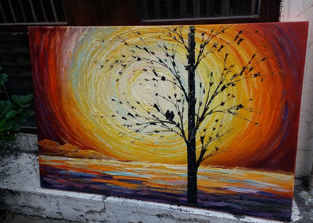 Buyer's Reivew on the Love Birds Painting, Heavy Texture Art, 32x48 inch