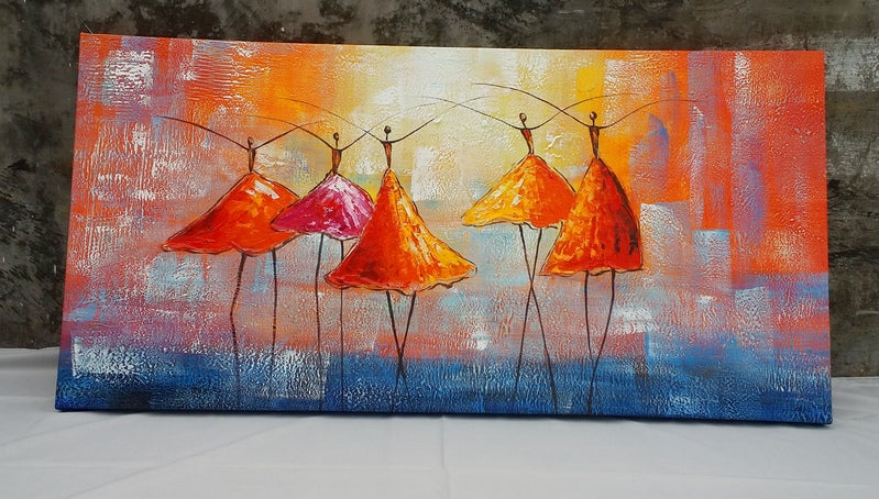 Ballet Dancers Painting for Wall Decor, Heavy Texture Hand Painted Art
