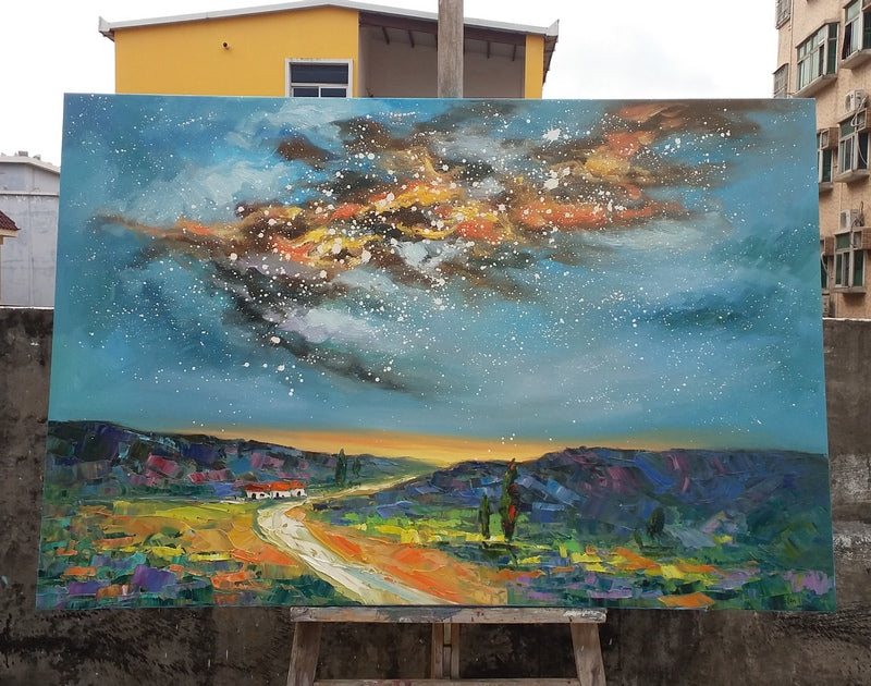 Starry Night Sky Painting I Recent Painted, Original Wall Art for Home Decor
