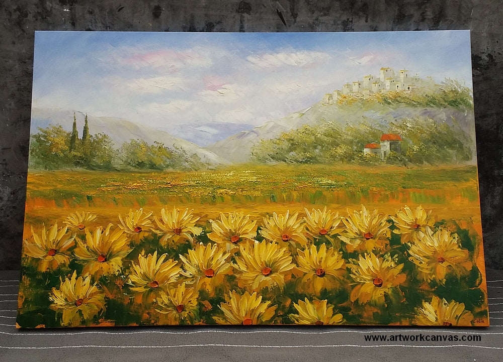 Painting Samples of Landscape Painting, Sunflower Painting, Original Oil Painting