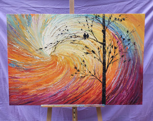 Painting Samples of Love Birds Painting, Original Art Painting, Abstract Painting of Love