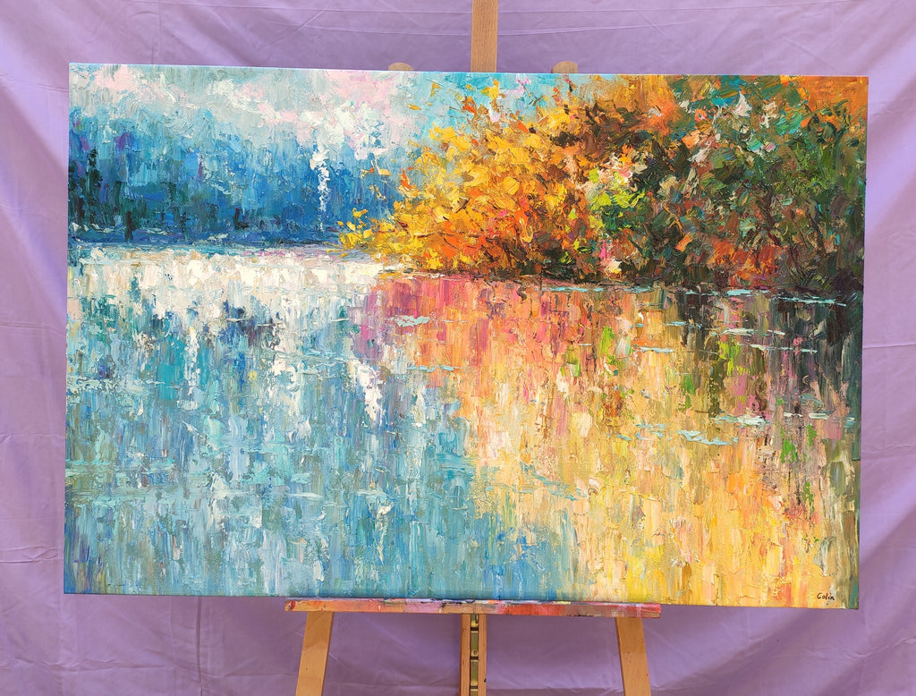 Buyer's Reviews on the Forest Tree by the Lake Painting, Original Oil Painting on Canvas