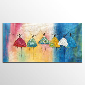 Custom Painting, Ballet Dancer Painting for Jim 36x72 inch, Heavy Texture Paintings, Palette Knife Paintings, Extra Large Canvas Wall Art for Living Room, Oversized Canvas Paintings