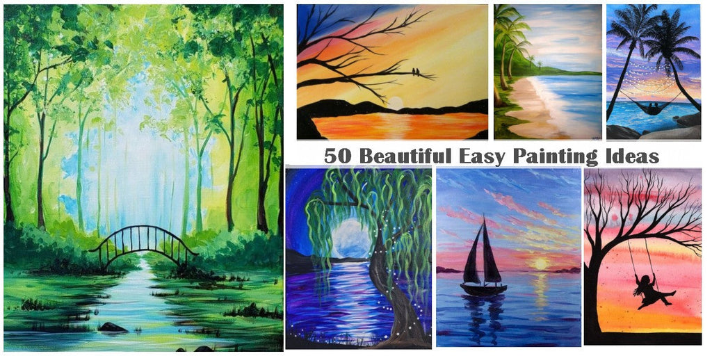 50 Easy Landscape Painting Ideas for Beginners, Easy Acrylic Painting on Canvas, Easy Landscape Painting Ideas, Simple Painting Ideas for Kids, Easy Abstract Wall Art Paintings