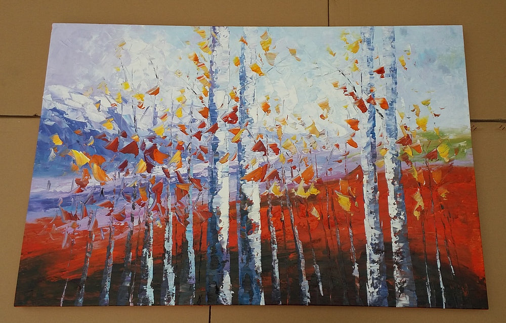 Autumn Birch Tree Painting I Painted with Palette Knife