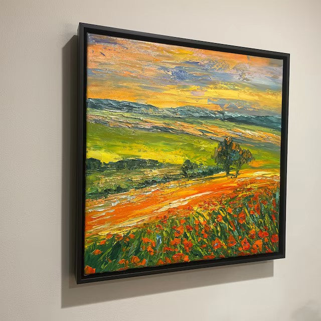Buyer's Reviews on the Flower Field Painting Received, Landscape Painting on Canvas, Heavy Texture Paintings, Custom Original Oil Painting, Living Room Wall Art Paintings