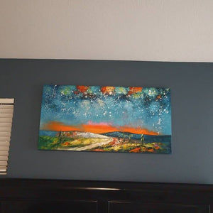 Buyer's Reviews on the Starry Night Sky Painting Receive, Heavy Texture Landscape Oil Painting by Colin Ju