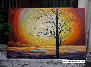 Love Birds Painting, Heavy Texture Oil Painting I Paint with Palette Knife