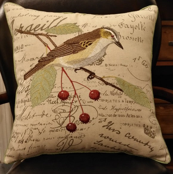 Decorative Throw Pillows for Couch, Bird Pillows, Pillows for Farmhouse, Sofa Throw Pillows, Embroidery Throw Pillows, Rustic Pillows-artworkcanvas