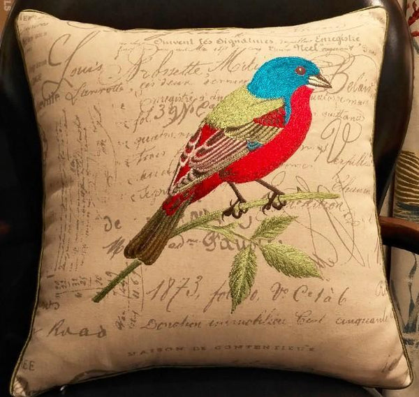 Pillows for Farmhouse, Living Room Throw Pillows, Decorative Sofa Pillows, Bird Throw Pillows, Embroidery Throw Pillows, Rustic Pillows for Couch-artworkcanvas