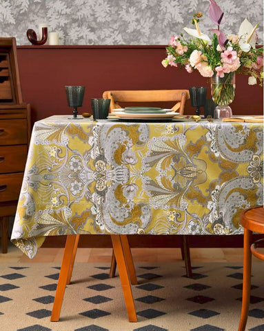 Farmhouse Table Cloth, Wedding Tablecloth, Square Tablecloth for Round Table, Dining Room Flower Table Cloths, Cotton Rectangular Table Covers for Kitchen-artworkcanvas