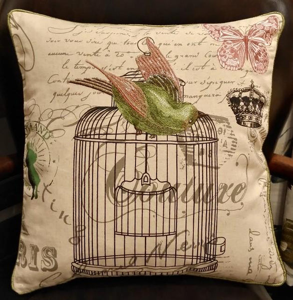 Pillows for Farmhouse, Living Room Throw Pillows, Decorative Sofa Pillows, Bird Throw Pillows, Embroidery Throw Pillows, Rustic Pillows for Couch-artworkcanvas