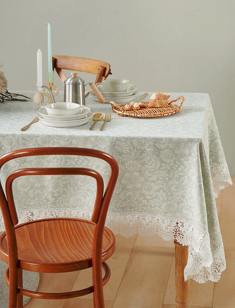 Dining Room Flower Pattern Table Cloths, Farmhouse Table Cloth, Wedding Tablecloth, Square Tablecloth for Round Table, Cotton Rectangular Table Covers for Kitchen-artworkcanvas