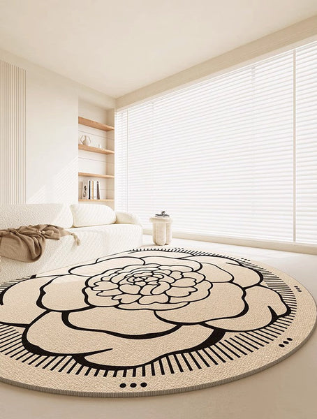Modern Rug Ideas for Living Room, Bedroom Modern Round Rugs, Dining Room Contemporary Round Rugs, Circular Modern Rugs under Chairs-artworkcanvas