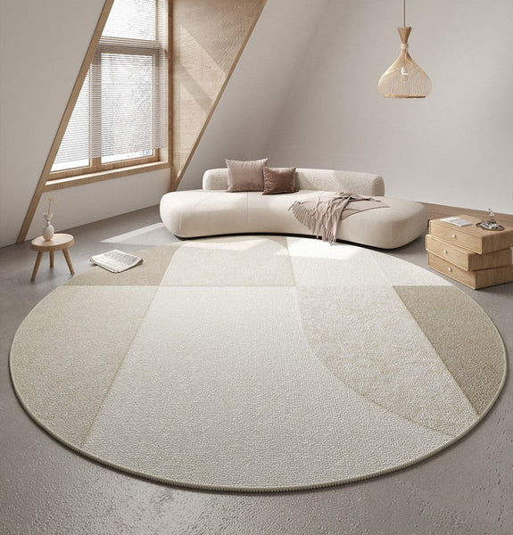 Abstract Contemporary Round Rugs for Dining Room, Modern Rugs for Dining Room, Washable Modern Rugs for Bathroom, Geometric Modern Rug Ideas for Living Room-artworkcanvas