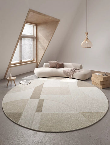 Modern Rugs for Dining Room, Abstract Contemporary Round Rugs for Dining Room, Circular Modern Rugs for Bedroom, Geometric Modern Rug Ideas for Living Room-artworkcanvas