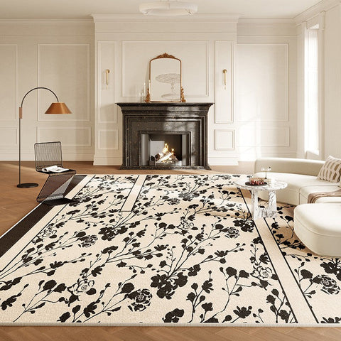 Contemporary Modern Rugs under Dining Room Table, Bedroom French Style Modern Rugs, Flower Pattern Modern Rugs for Interior Design, Flower Pattern Modern Rugs for Living Room-artworkcanvas