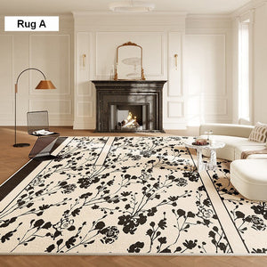 Modern Rugs for Living Room, French Style Modern Rugs for Bedroom, Flower Pattern Modern Rugs for Interior Design, Contemporary Modern Rugs under Dining Room Table-artworkcanvas