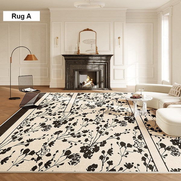 Flower Pattern Modern Rugs for Interior Design, Modern Rugs for Living Room, French Style Modern Rugs for Bedroom, Contemporary Modern Rugs under Dining Room Table-artworkcanvas