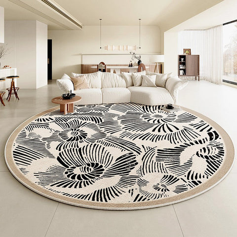 Modern Rug Ideas for Living Room, Dining Room Contemporary Round Rugs, Bedroom Modern Round Rugs, Circular Modern Rugs under Chairs-artworkcanvas