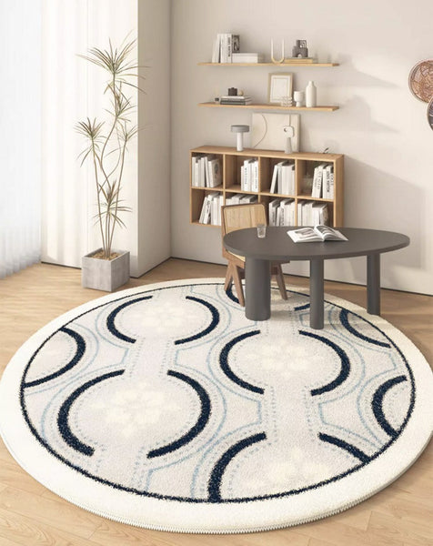 Contemporary Modern Rugs for Bedroom, Modern Area Rugs under Coffee Table, Dining Room Modern Rugs, Abstract Geometric Round Rugs under Sofa-artworkcanvas