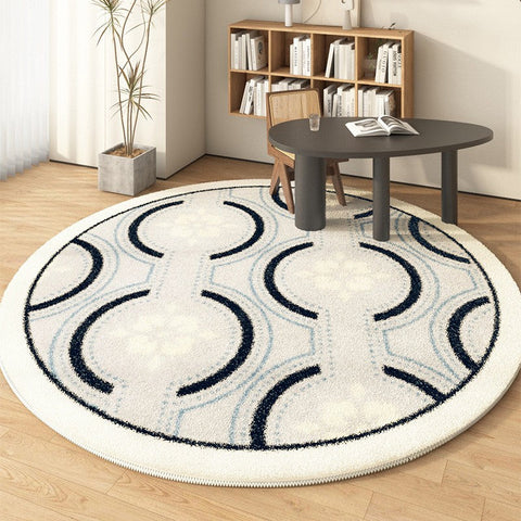 Contemporary Modern Rugs for Bedroom, Modern Area Rugs under Coffee Table, Dining Room Modern Rugs, Abstract Geometric Round Rugs under Sofa-artworkcanvas