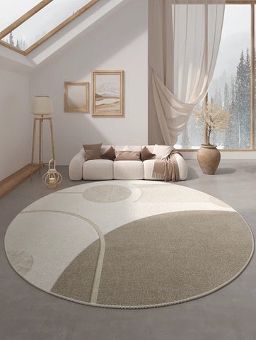 Modern Round Rugs for Dining Room, Round Rugs under Coffee Table, Contemporary Modern Rug Ideas for Living Room, Circular Modern Rugs for Bedroom-artworkcanvas