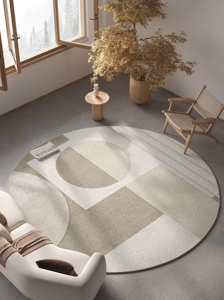 Round Rugs under Coffee Table, Modern Round Rugs for Dining Room, Contemporary Modern Rug Ideas for Living Room, Circular Modern Rugs for Bedroom-artworkcanvas
