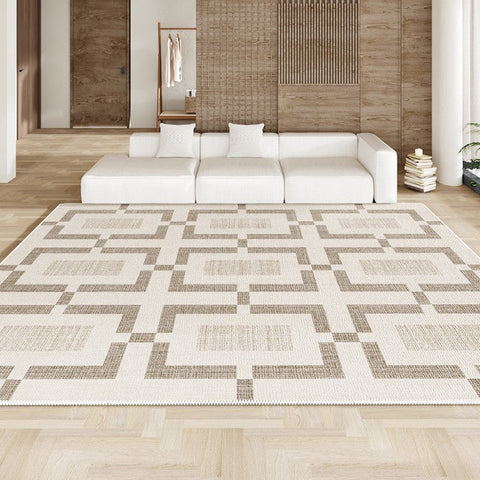 Dining Room Modern Beige Rugs, Large Contemporary Carpets for Living Room, Modern Area Rugs for Bedroom, Large Modern Rugs for Office, Abstract Geometric Modern Rugs-artworkcanvas