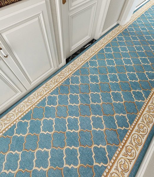 Modern Long Hallway Runners, Entryway Runner Rugs, Stain-resistant Non Slip Entrance Hallway Runners, Extra Long Narrow Runner Rugs, Kitchen Runner Rugs, Blue Hallway Runners