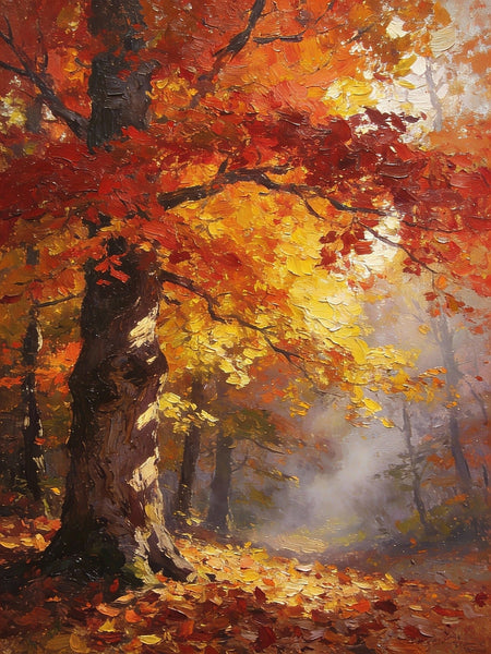 Autumn in the Deep Woods, Impasto Paintings, Landscape Oil Paintings, Original Small Paintings on Canvas, Simple Oil Paintings, Small Paintings on Canvas, Hand Painted Canvas Art-artworkcanvas