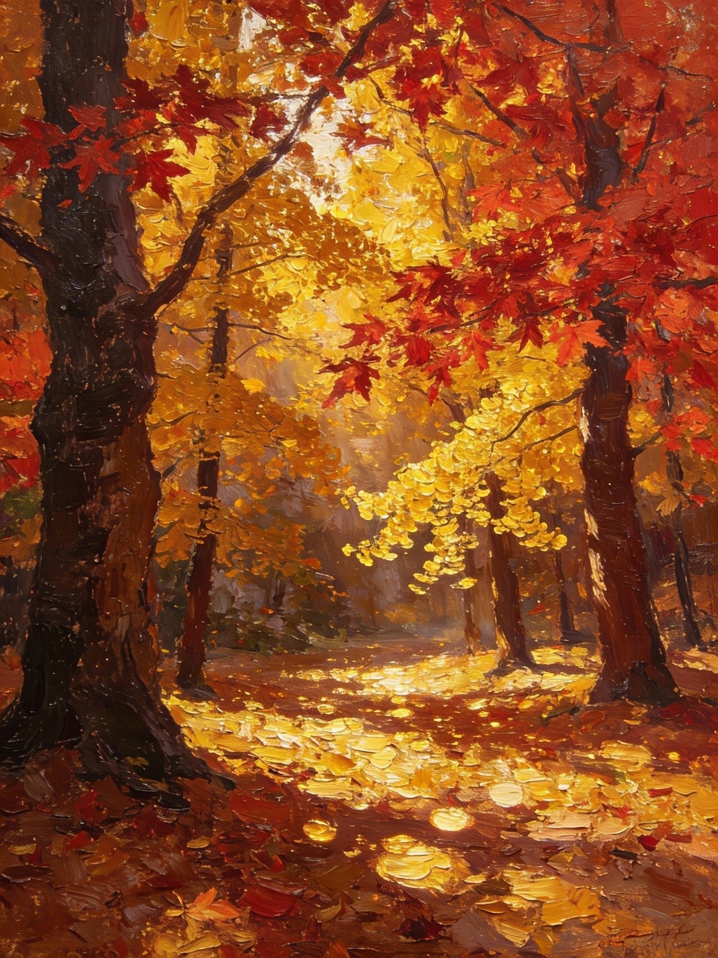 Golden Woods In Autumn Original Paintings Small Canvas Art Hand Painted Fall Landscape