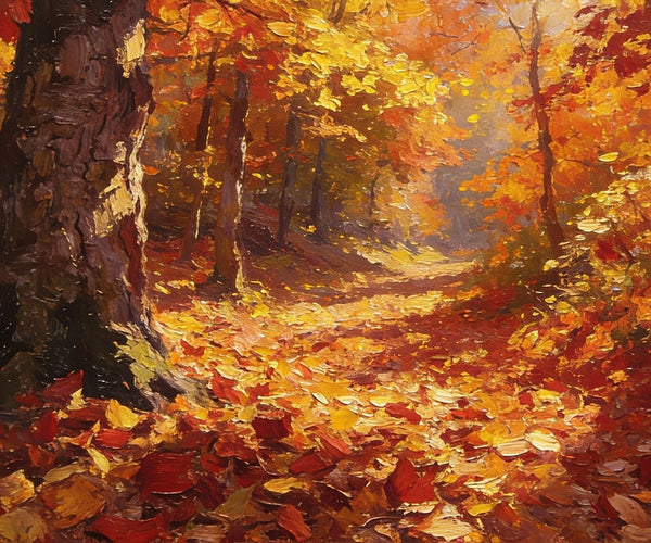 Hand Painted Canvas Art, Autumn Path Through the Forest, Original Wall Paintings, Original Artwork Small Paintings, On Canvas Small Wall Paintings, Small Landscape Paintings-artworkcanvas