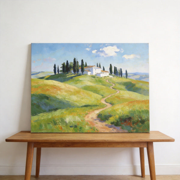 Summer Breeze Over the Tuscan Homestead, Buy Original Oil Paintings Online, Original Landscape Paintings, Small Canvas Wall Art Paintings, Hand Painted Canvas Art-artworkcanvas