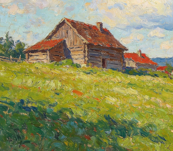 Cottages on the Green, Hand Painted Canvas Art, Small Landscape Paintings, Small Paintings on Canvas, Original Small Paintings on Canvas-artworkcanvas